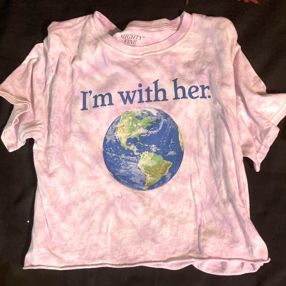 Purple”I’m with her” shirt size large short sleeved 100%cotton